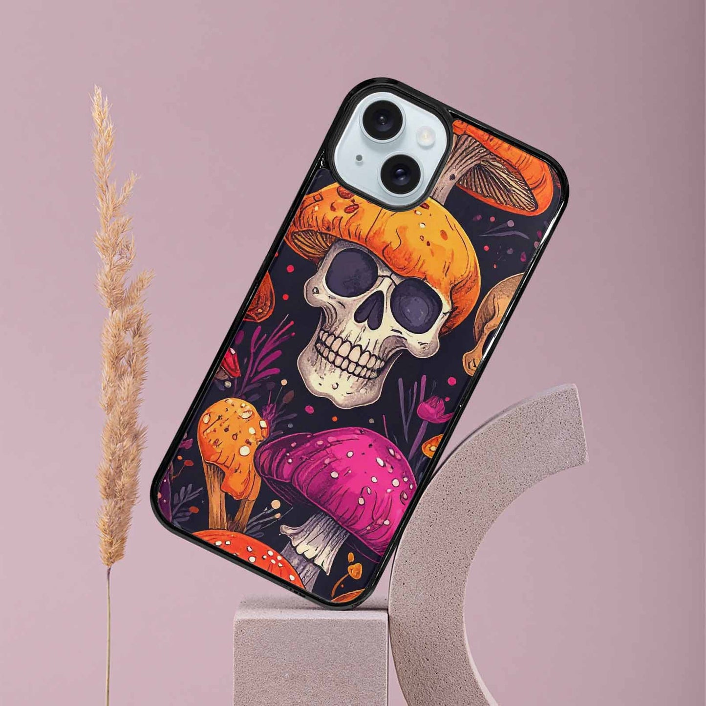 iPhone 15 Plus Case — Mushroom Skulls Custom, Custom Art Phone Cover