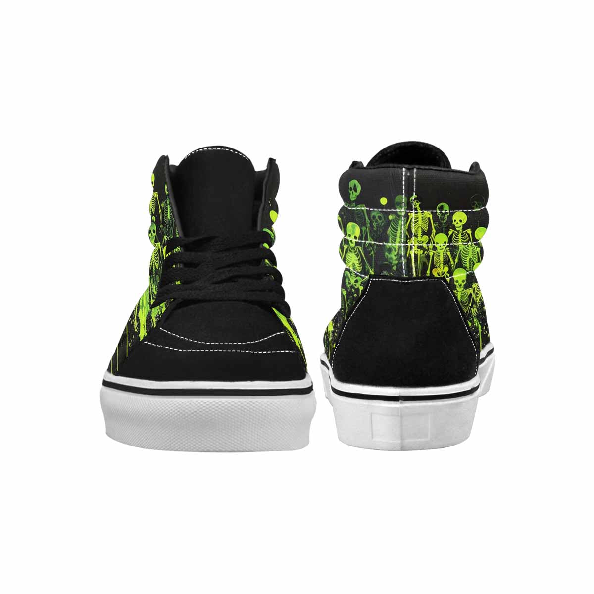 MEN'S Skeletons × Neon Green High Top Canvas Wallpaper Art Sneakers