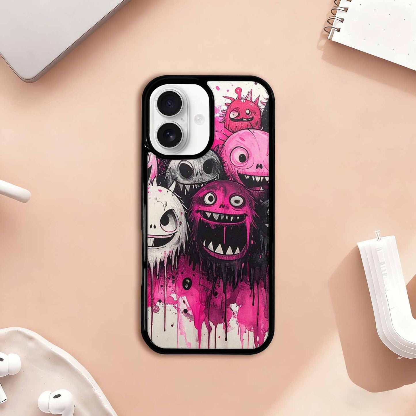 iPhone 17 Case — Monsters (general) Black & Cartoon Cute, Custom Printed Phone Case