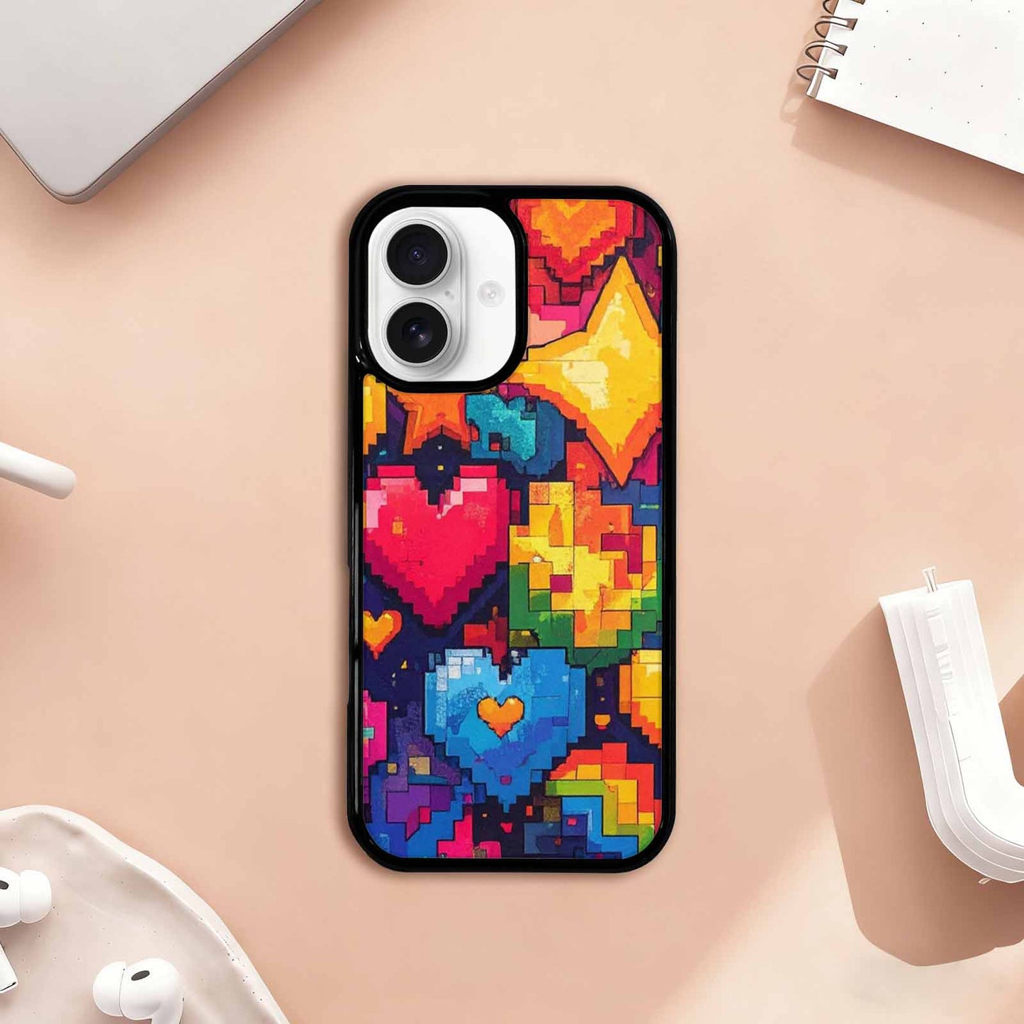 iPhone 17 Case — Pixel Art Bit Burst Original Art, Customized Protective Case