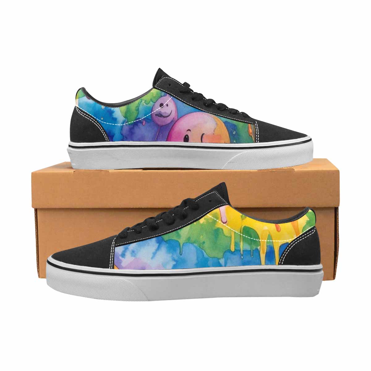 WOMEN'S Smiley Facessmiley Faces Lace-Up Canvas Grunge Shoes