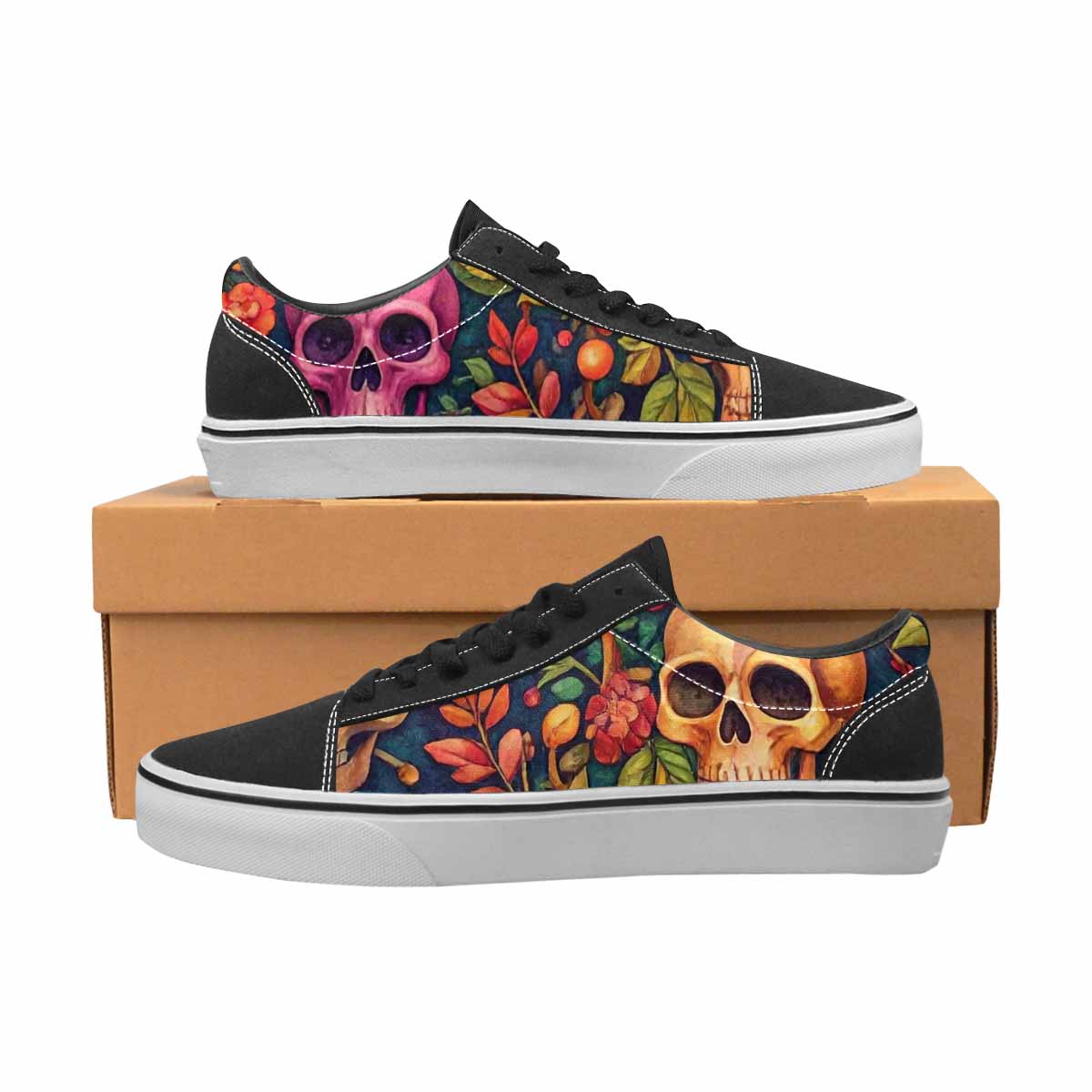 WOMEN'S Skulls Botanical Skulls Lace-Up Canvas Y2K Custom Shoes