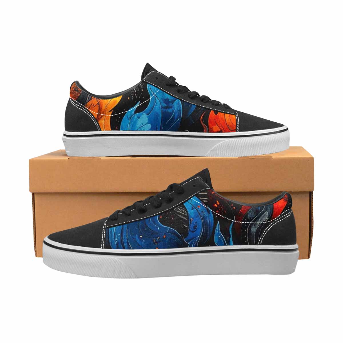 WOMEN'S Flame Burst Lace-Up Canvas Aesthetic Custom Shoes