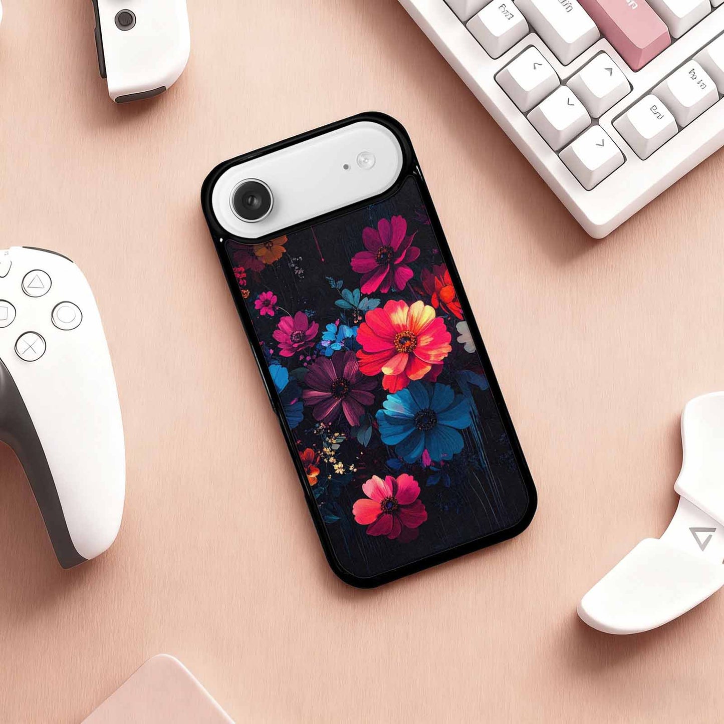 iPhone 17 Air Case — Shadowy Glitch Floral Pattern Hundreds Floral, Custom Designed Case Cover