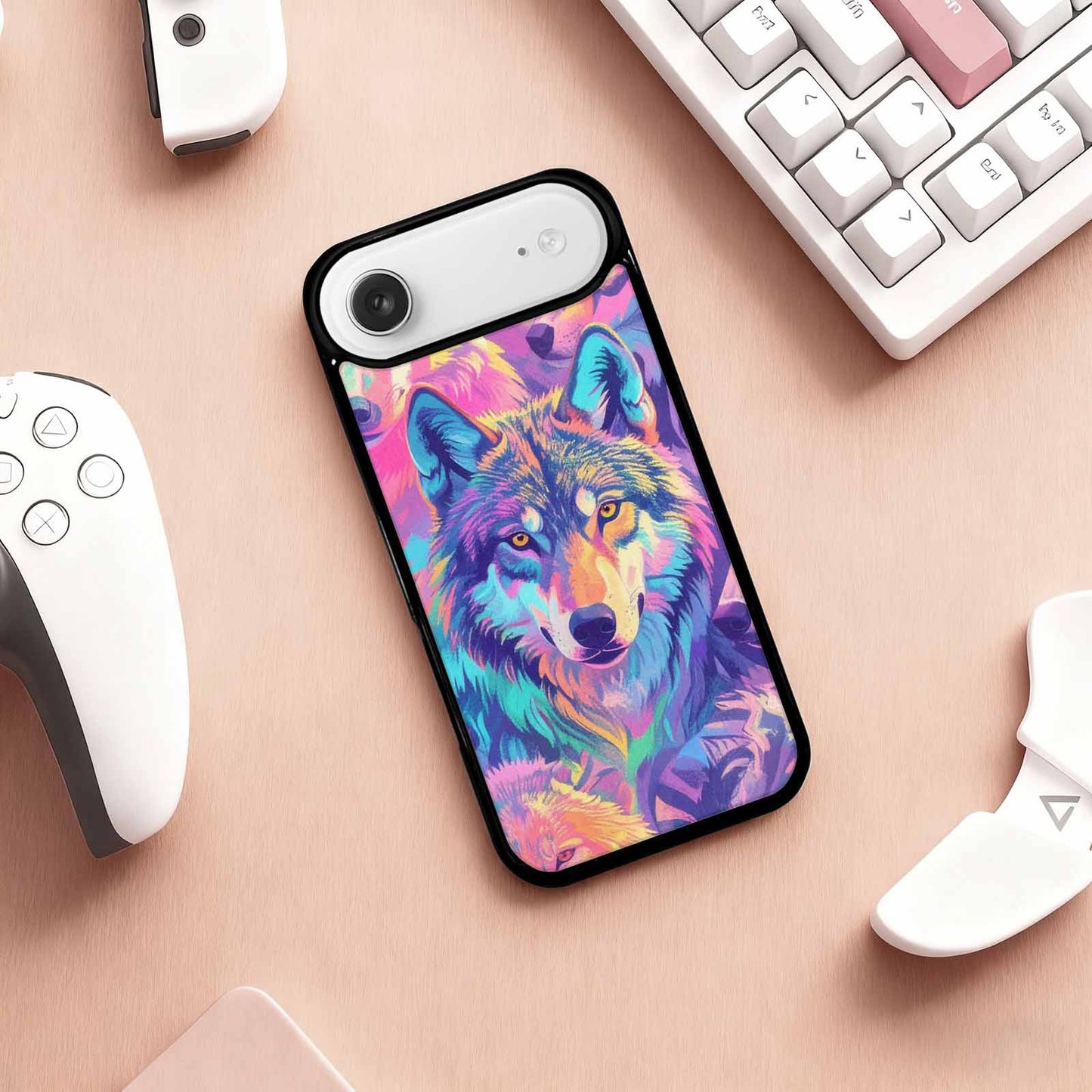 iPhone 17 Air Case — Neon Zebra Print Wolf Animal Print, Unique Phone Case Design