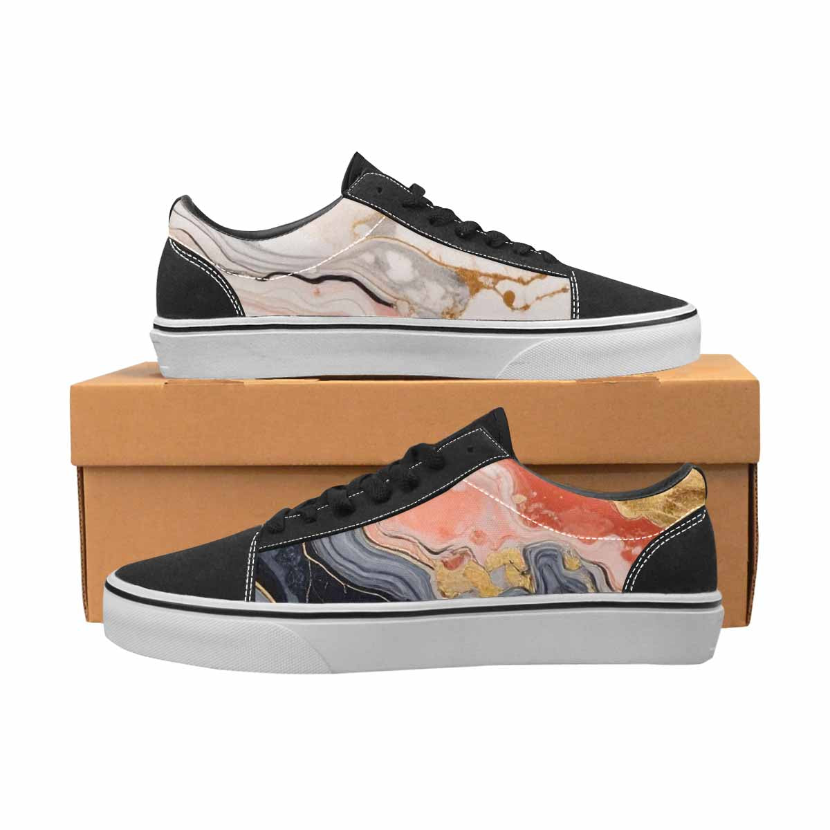 WOMEN'S Marble Vein Lace-Up Canvas Dark Academia Custom Sneakers