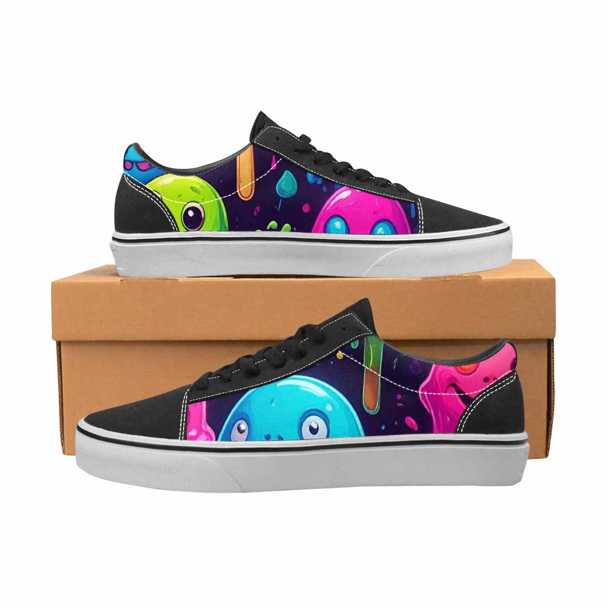 WOMEN'S Ice Cream Monsters Lace-Up Canvas Cottagecore Custom Sneakers
