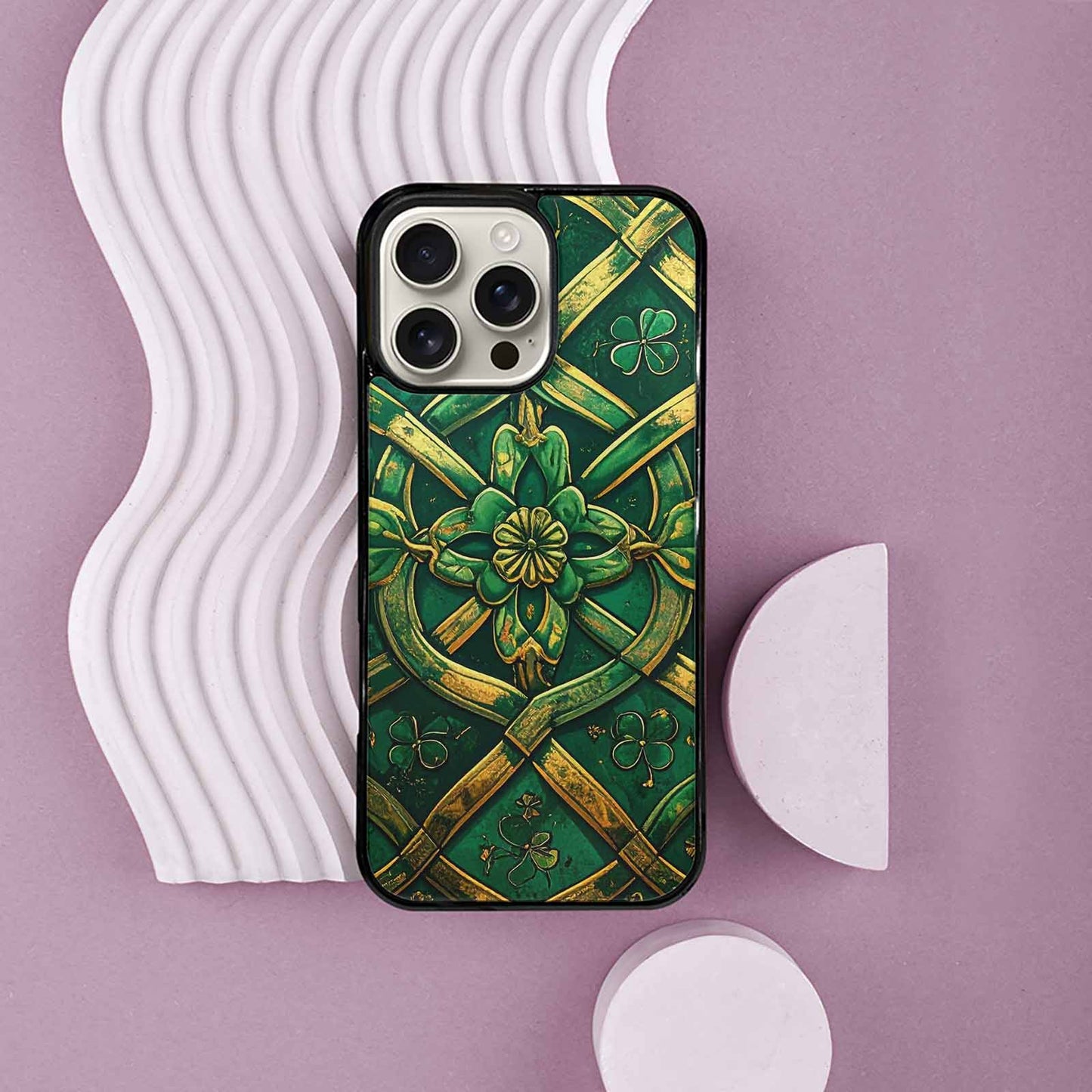 iPhone 16 Pro Max Case — Irish Celtic Knot Pattern Shamrocks Seamless, Original Design Phone Case