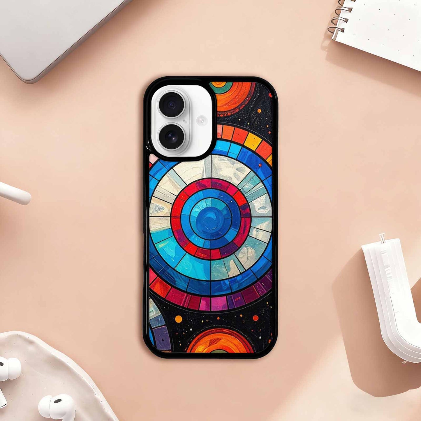 iPhone 17 Case — Iridescent Fantasy Sun Original Art, Custom Designed Case Cover