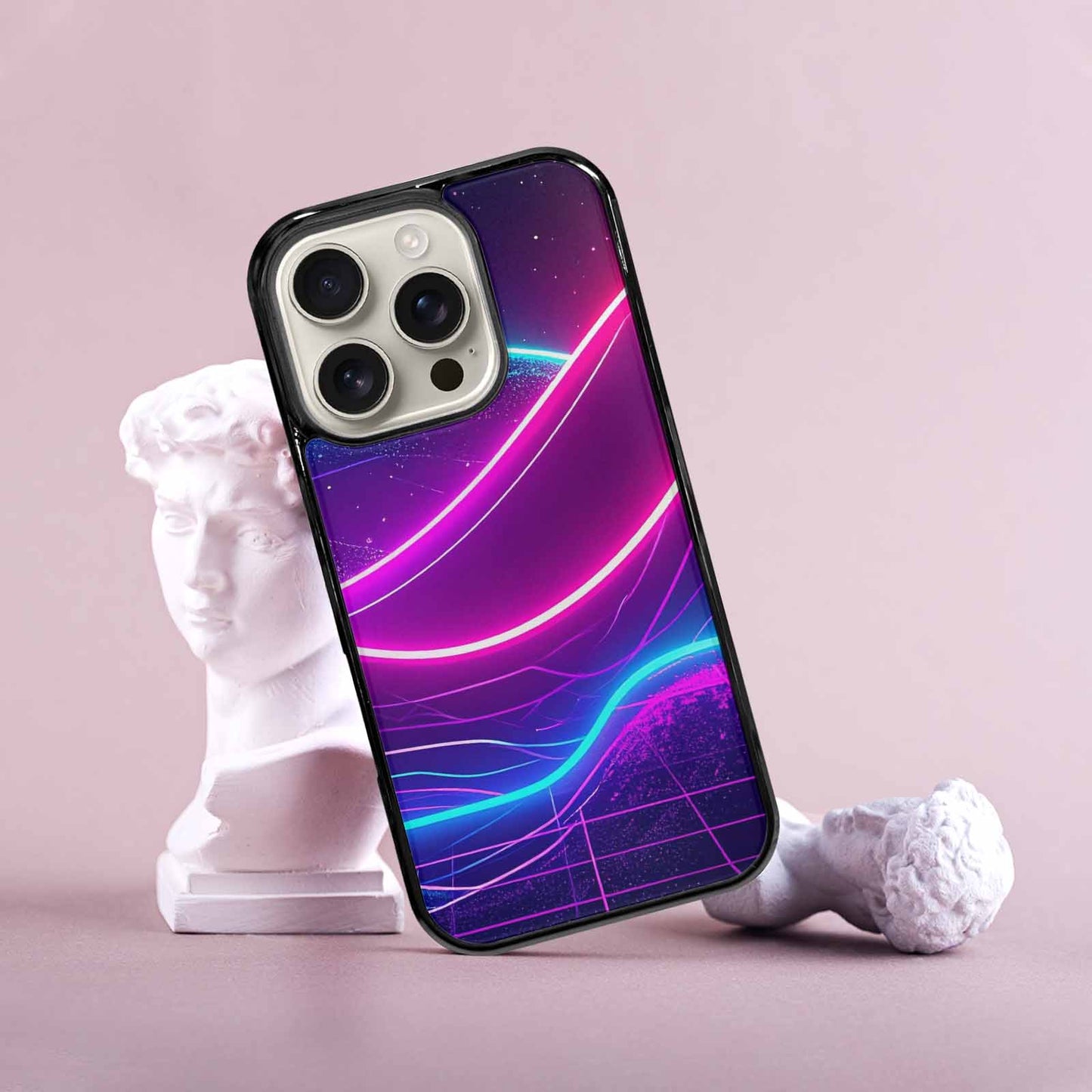 iPhone 16 Pro Case — 1980s Neon Cartoon Art Pattern, Unique Phone Case Design