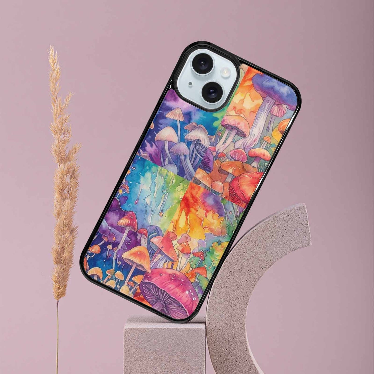 iPhone 15 Plus Case — Mushrooms Tie Dyemushrooms Pat 6t6 Personalized, Custom Made Phone Cover