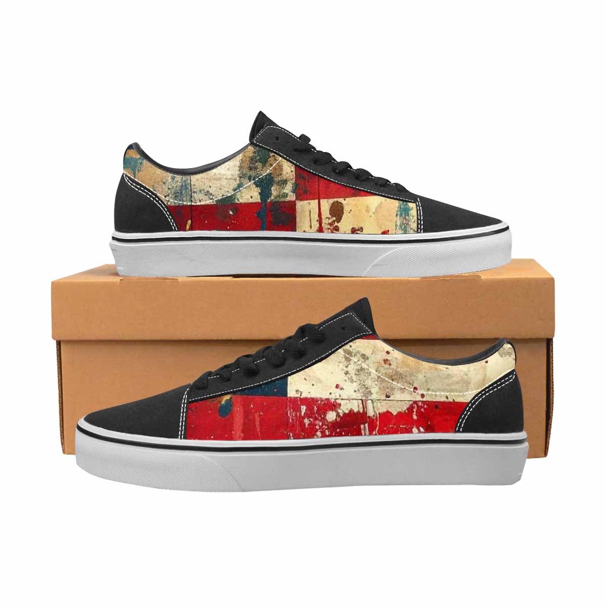 WOMEN'S American Flag Stars Canvas Lace-Up Vivid Custom Shoes