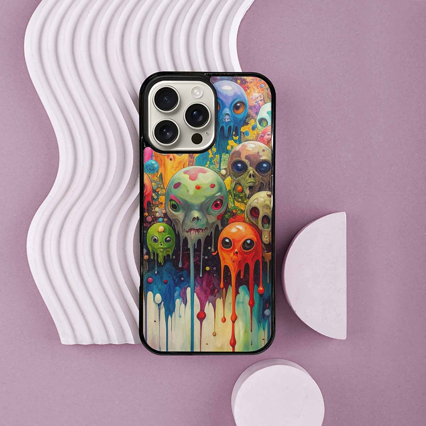 iPhone 16 Pro Max Case — Aliens Camomelting Aliens Patt E6l, Unique Phone Case Design