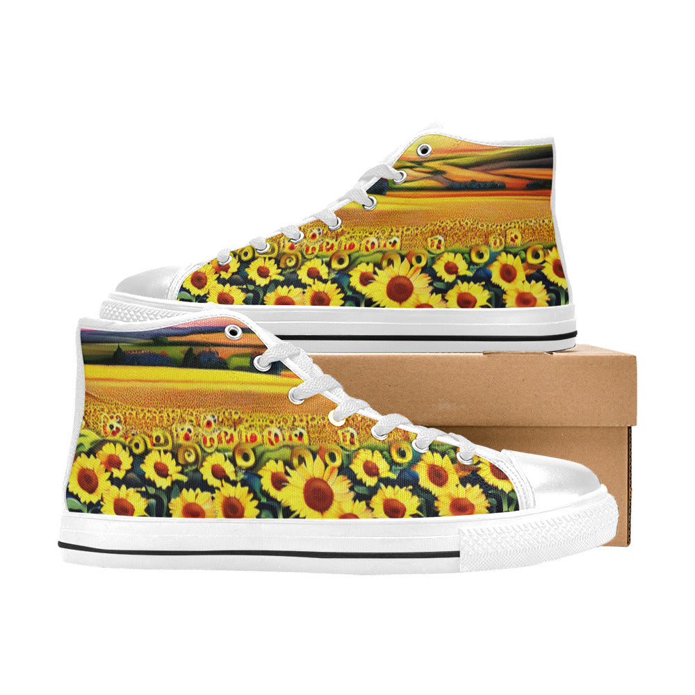 WOMEN'S Sunflowers Art 5 High Top Canvas Vivid Sneakers