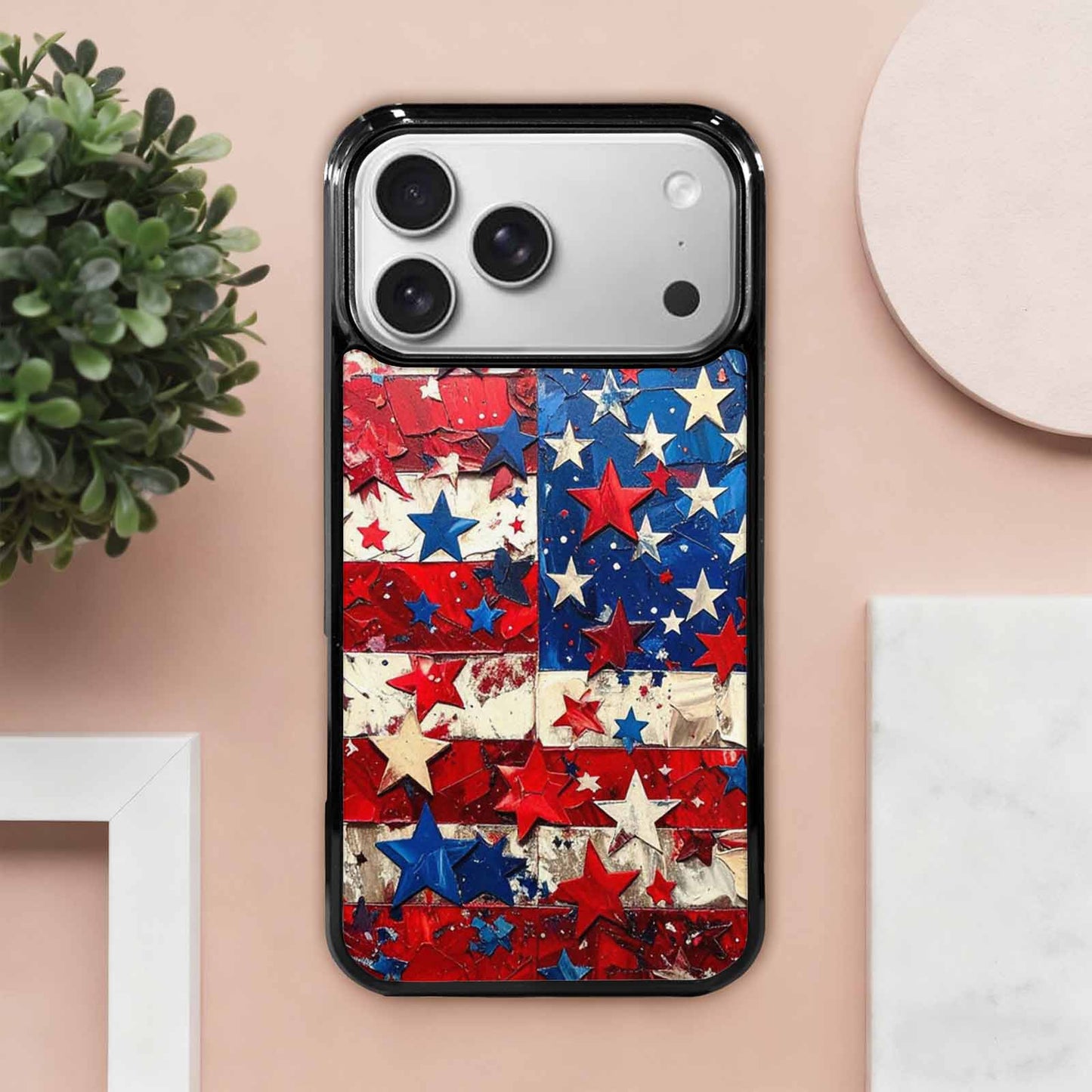 iPhone 17 Pro Max Case — Patriotic Stars And Stripes Galaxy Space, Custom Print Case Cover