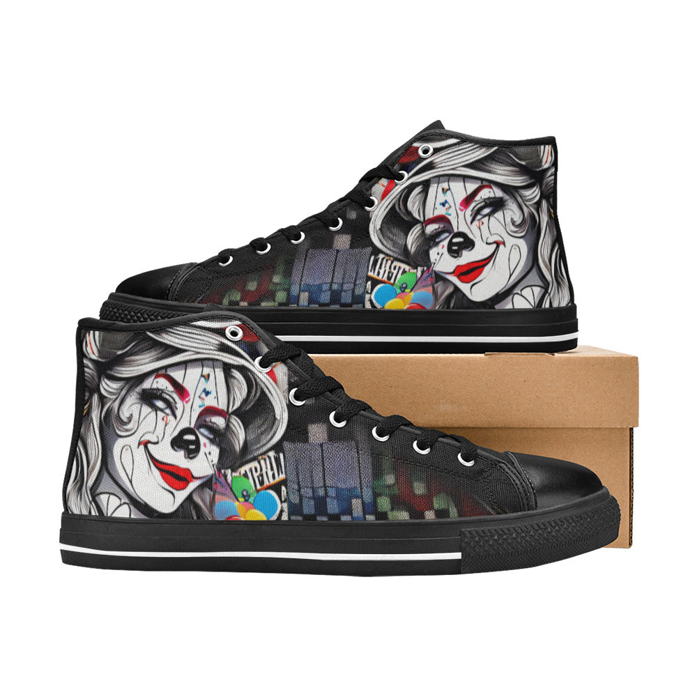 WOMEN'S Clown Woman Design High Top Canvas Dark Academia Custom Shoes