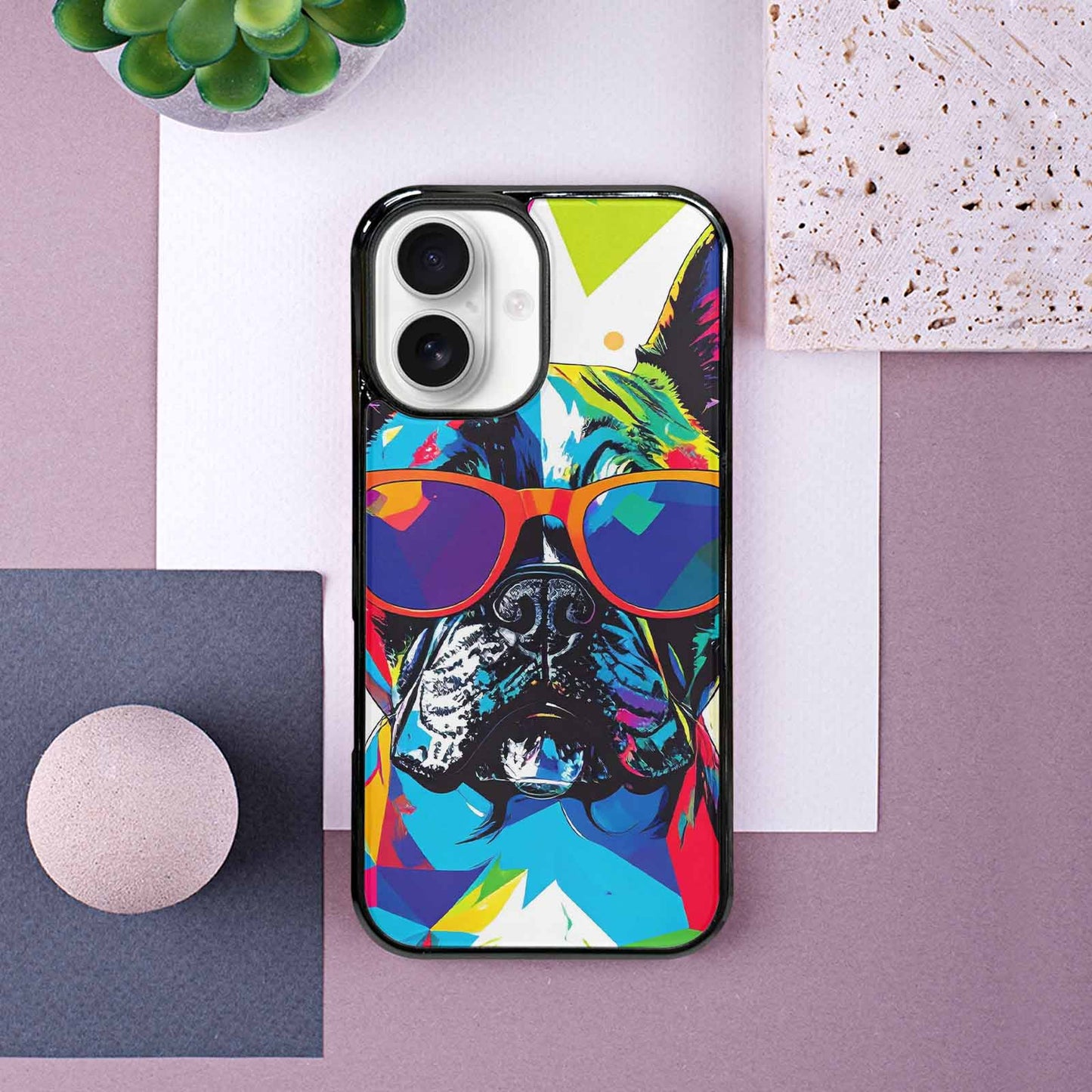 iPhone 16 Case — French Bulldog Pop Art Pattern Personalized, Custom Print Case Cover