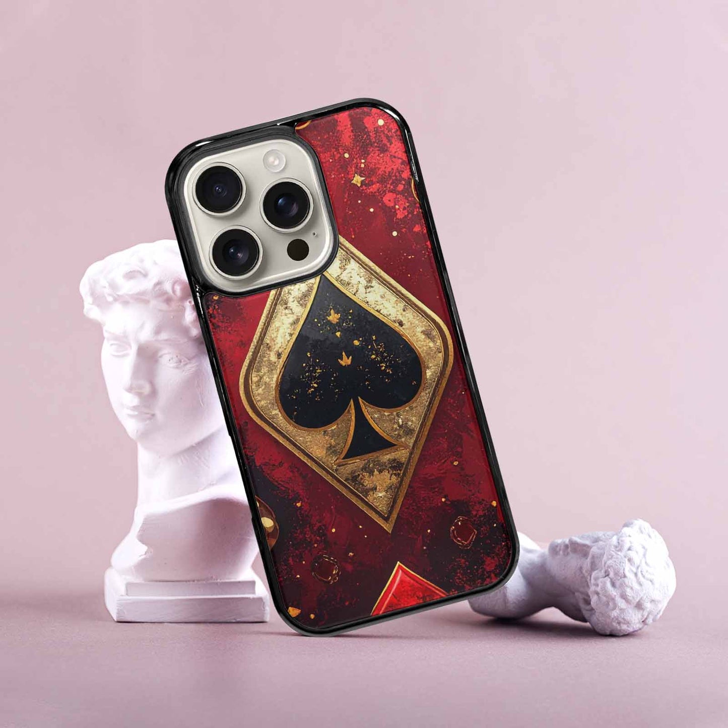 iPhone 16 Pro Case — Playing Card Suits Pattern Poker Chips, Custom Designed Case Cover