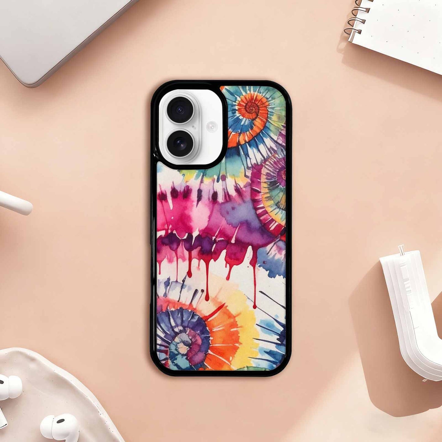 iPhone 17 Case — Tie Dye Swirls Black Tie Dye, Custom Art Phone Cover