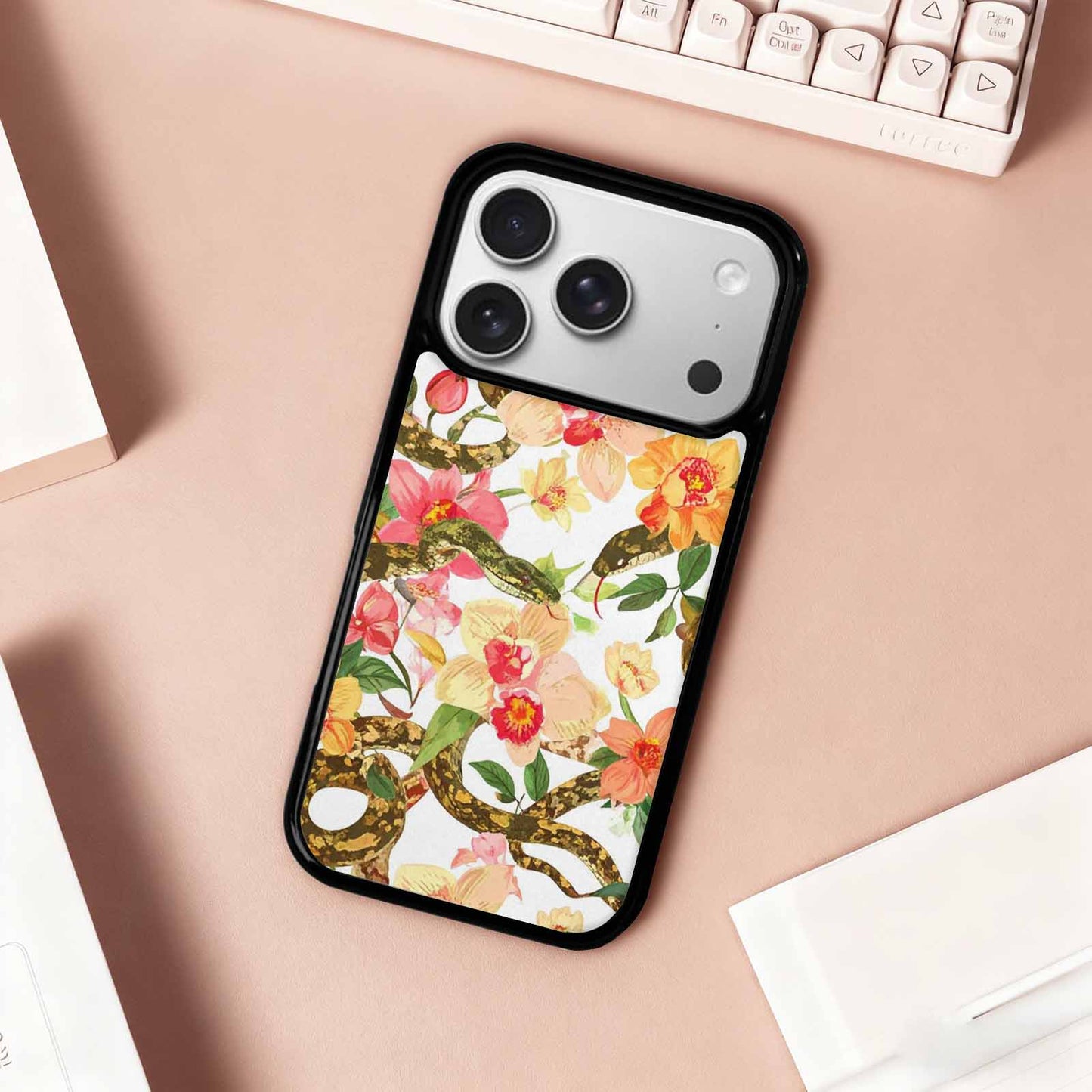 iPhone 17 Pro Case — Snakes Print Floral Seamless Pattern Floral, Custom Designed Case Cover