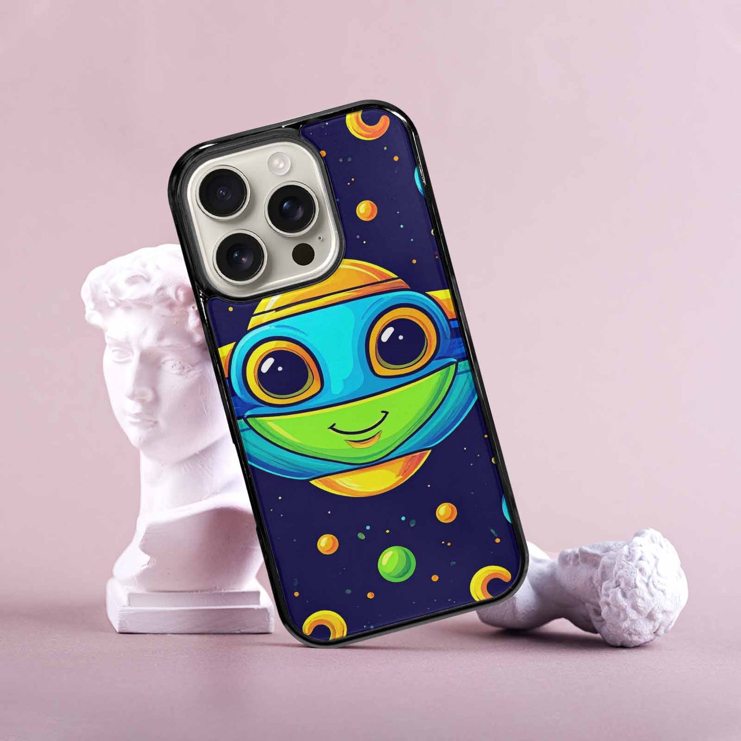iPhone 16 Pro Case — Alien Ufo Cartoon Art Pattern, Custom Made Phone Cover