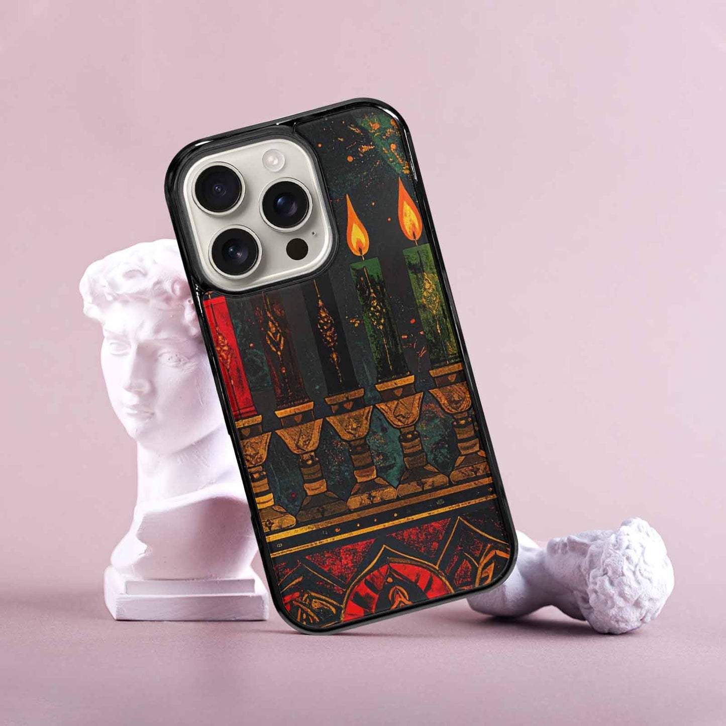 iPhone 16 Pro Case — Kwanzaa Kinara Pattern Seamless Repeat African, Customized Protective Case