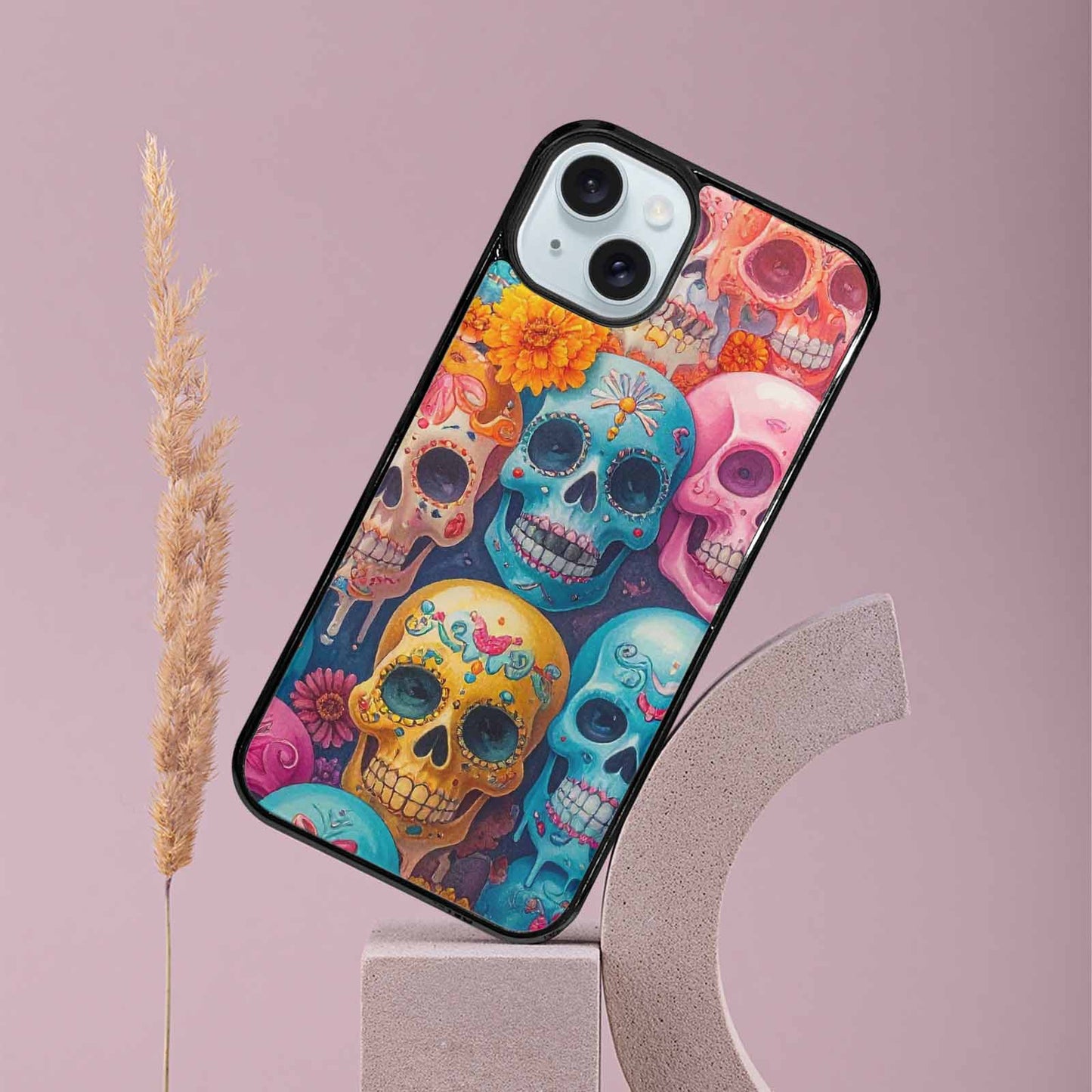 iPhone 15 Plus Case — Sugar Skullsmelting Sugar Skulls, Custom Print Case Cover
