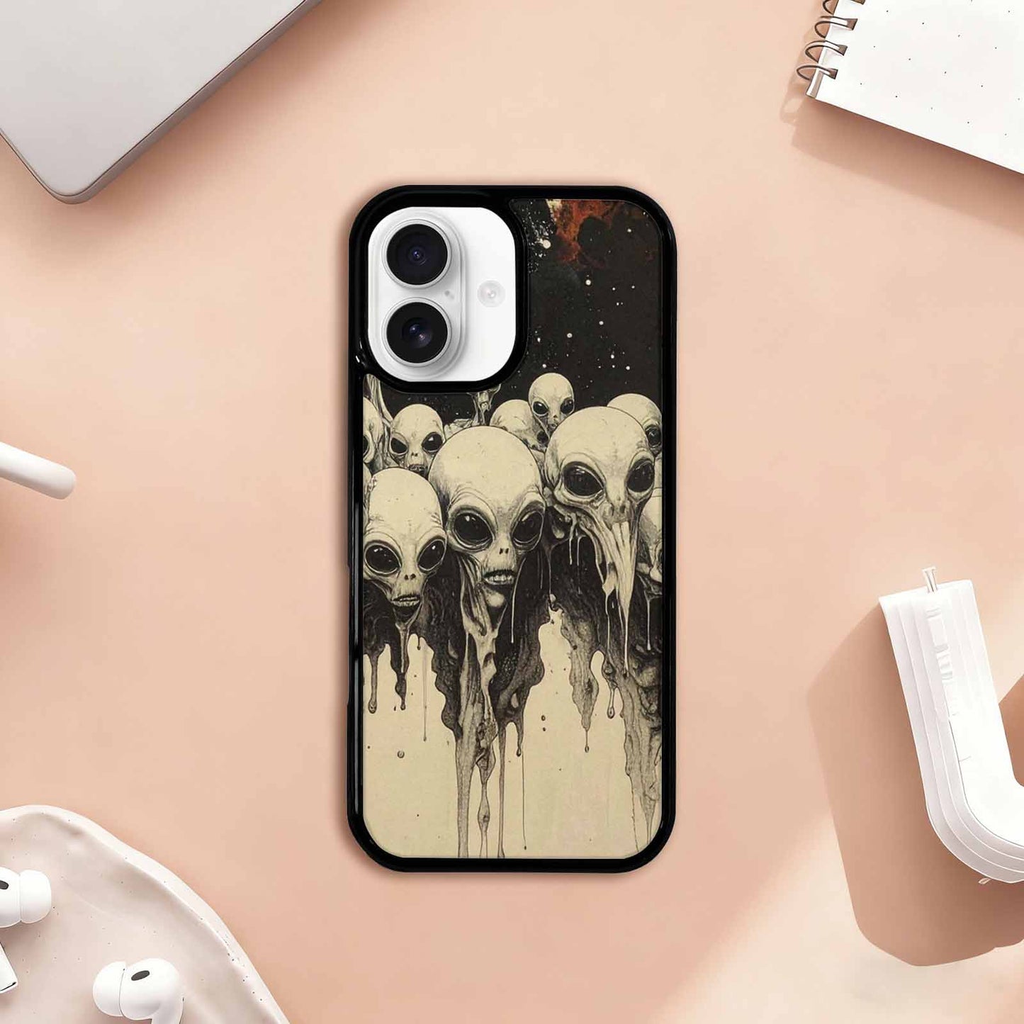 iPhone 17 Case — Melting Aliens Pattern Alien Scifi, Personalized Phone Case