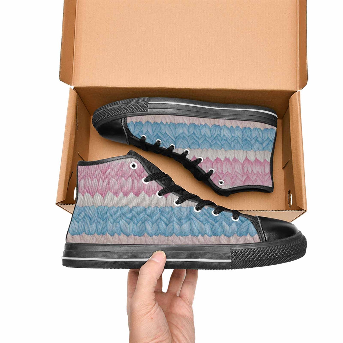 MEN'S Transgender Flag Color High Top Canvas Aesthetic Sneakers