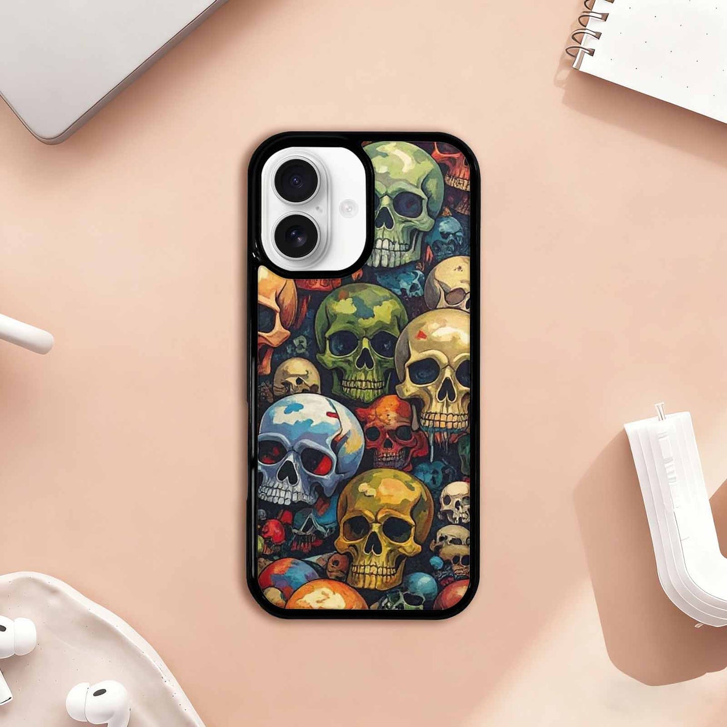 iPhone 17 Case — Skulls Pattern Hundreds Of Gothic Skulls, Customized Protective Case