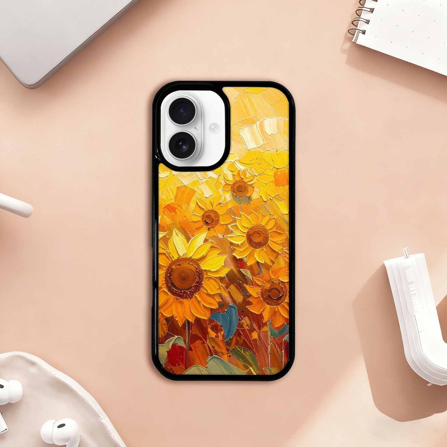 iPhone 17 Case — Impressionist Sunflower Brushstroke Pattern Floral, Custom Phone Case
