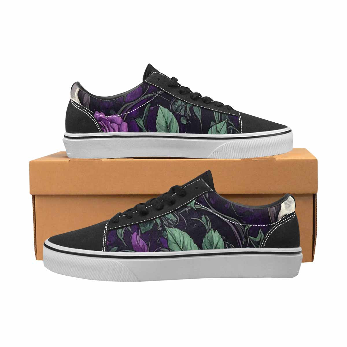WOMEN'S Skulls Roses Gothic Filigree Canvas Lace-Up Wallpaper Art Shoes