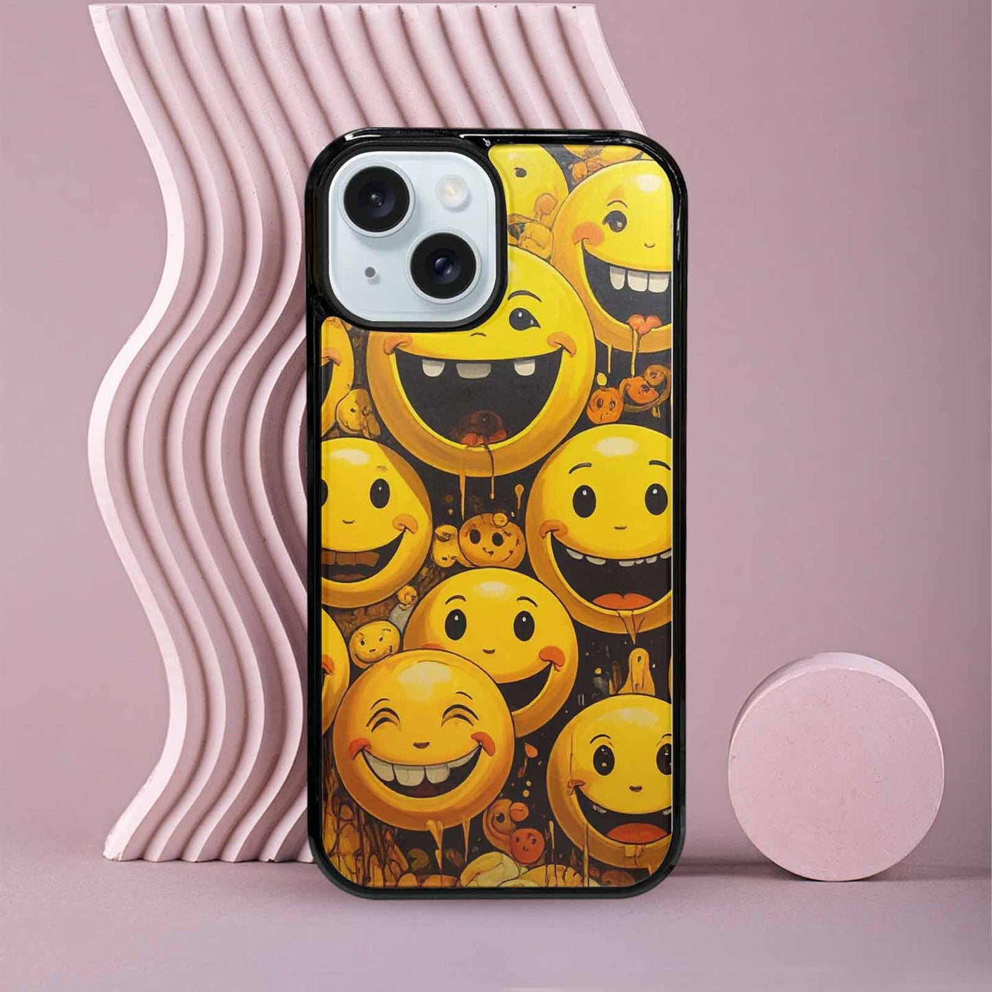 iPhone 15 Case — Melting Moon Smiley Red Splatt, Custom Printed Phone Case