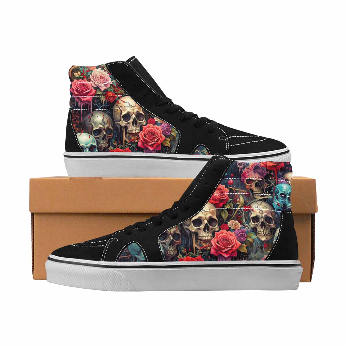 Skulls & Roses Wallpaper Sneakers | Men's | Freaky Shoes®