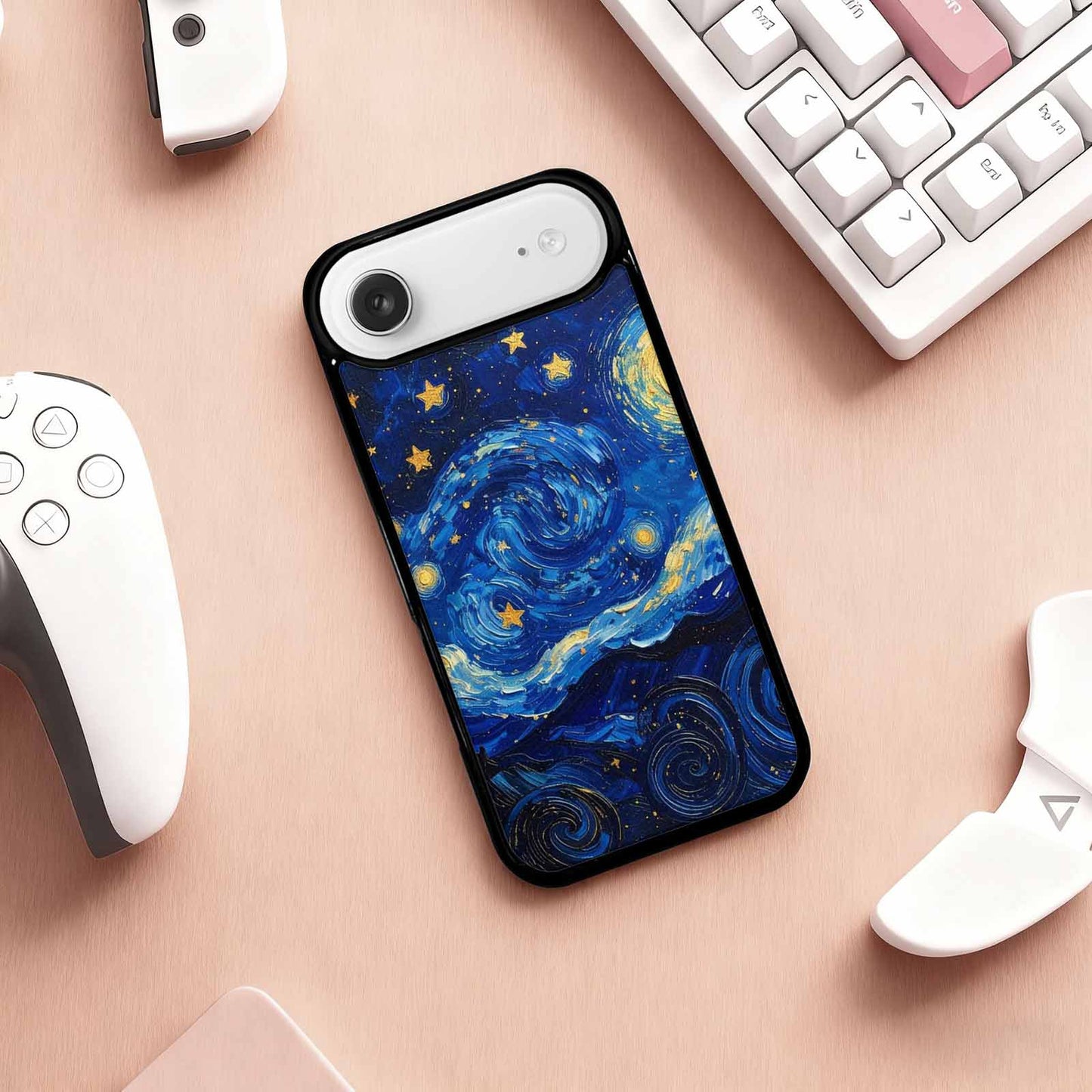 iPhone 17 Air Case — Swirling Deep Blue Night Sky Galaxy, Custom Art Phone Cover