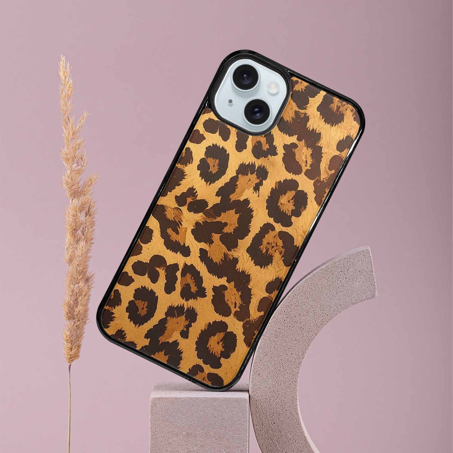 iPhone 15 Plus Case — Classic Leopard Print Warm Golden Tan, Custom Art Phone Cover