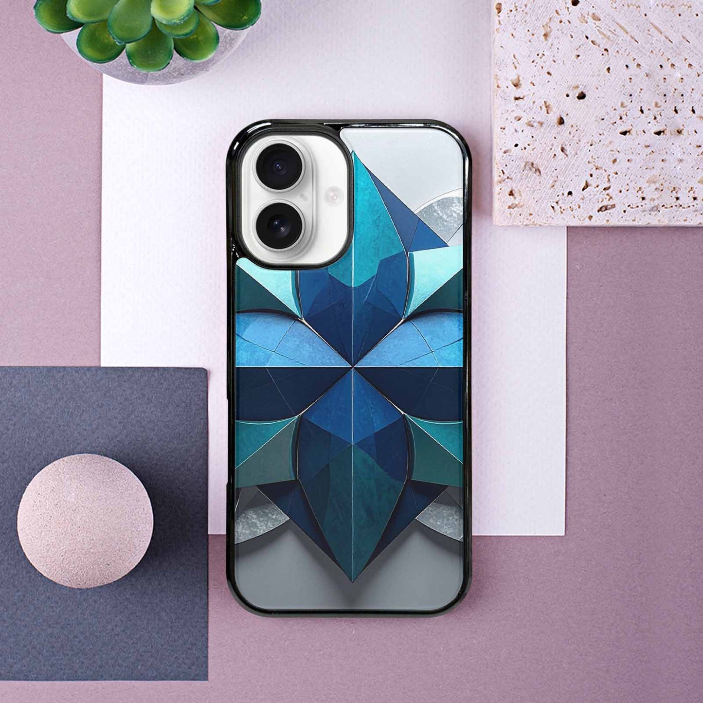 iPhone 16 Case — Geometric Origami Art Pattern, Unique Phone Case Design