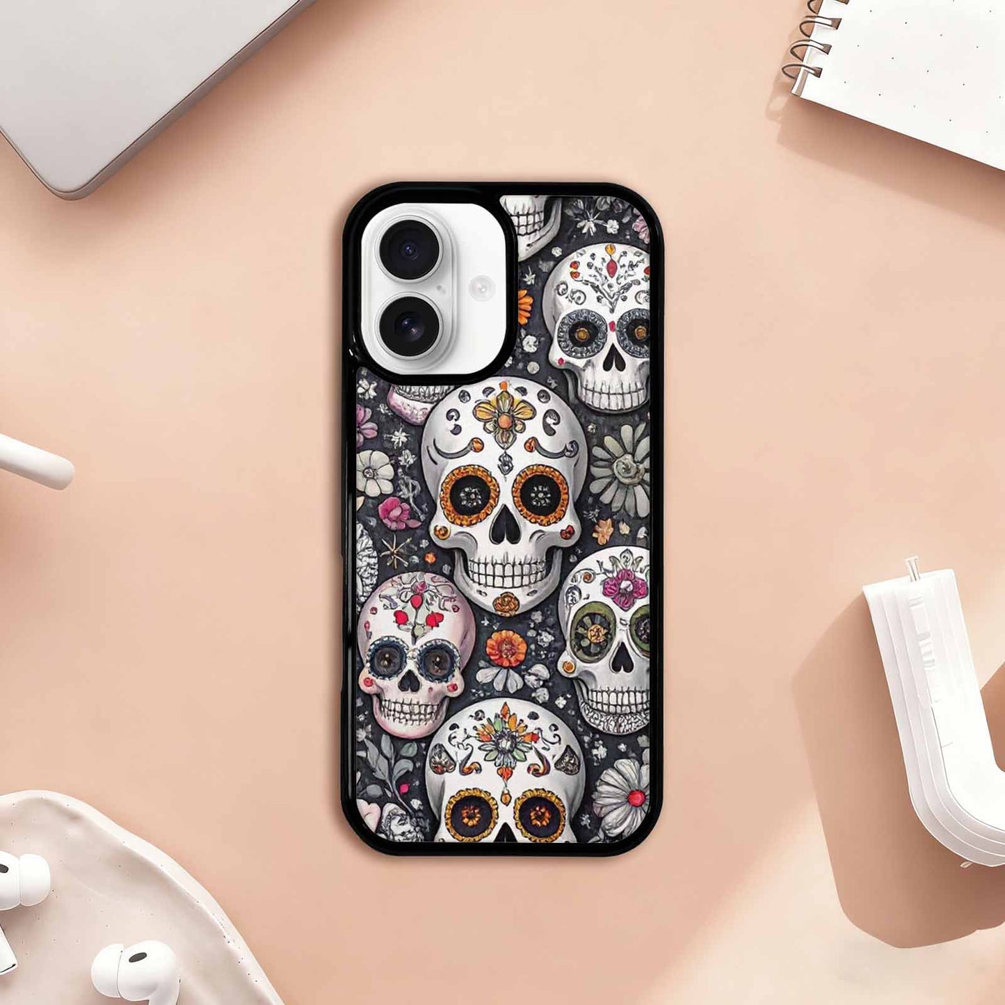 iPhone 17 Case — Greyscale Black And White Gothic Skulls, Customized Protective Case
