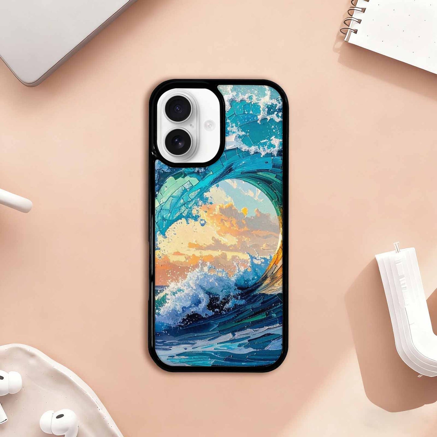 iPhone 17 Case — Wave Crest Splash Wave Watercolor Abstract, Customized Protective Case