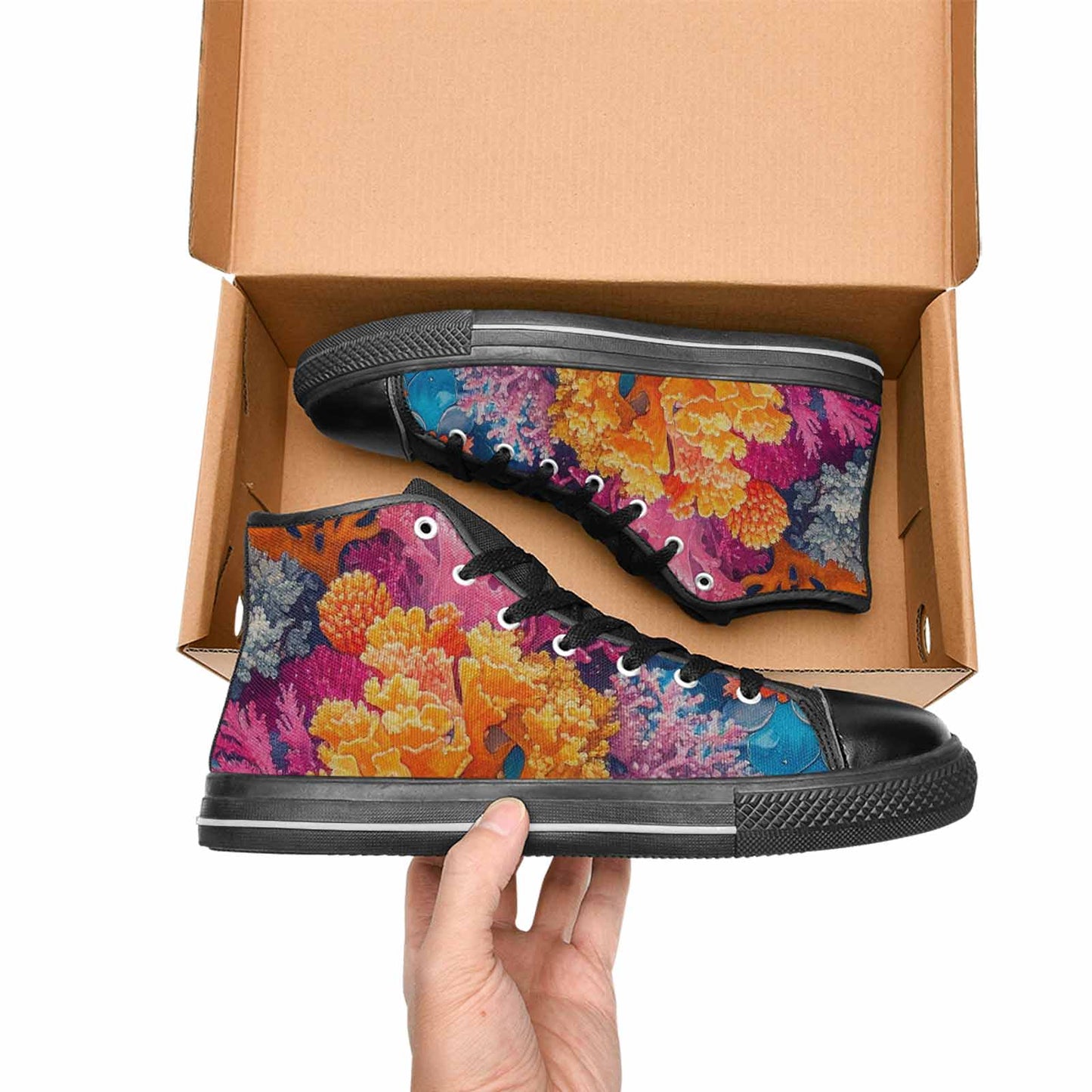 WOMEN'S Fish Scale Coral High Top Canvas Surreal Sneakers
