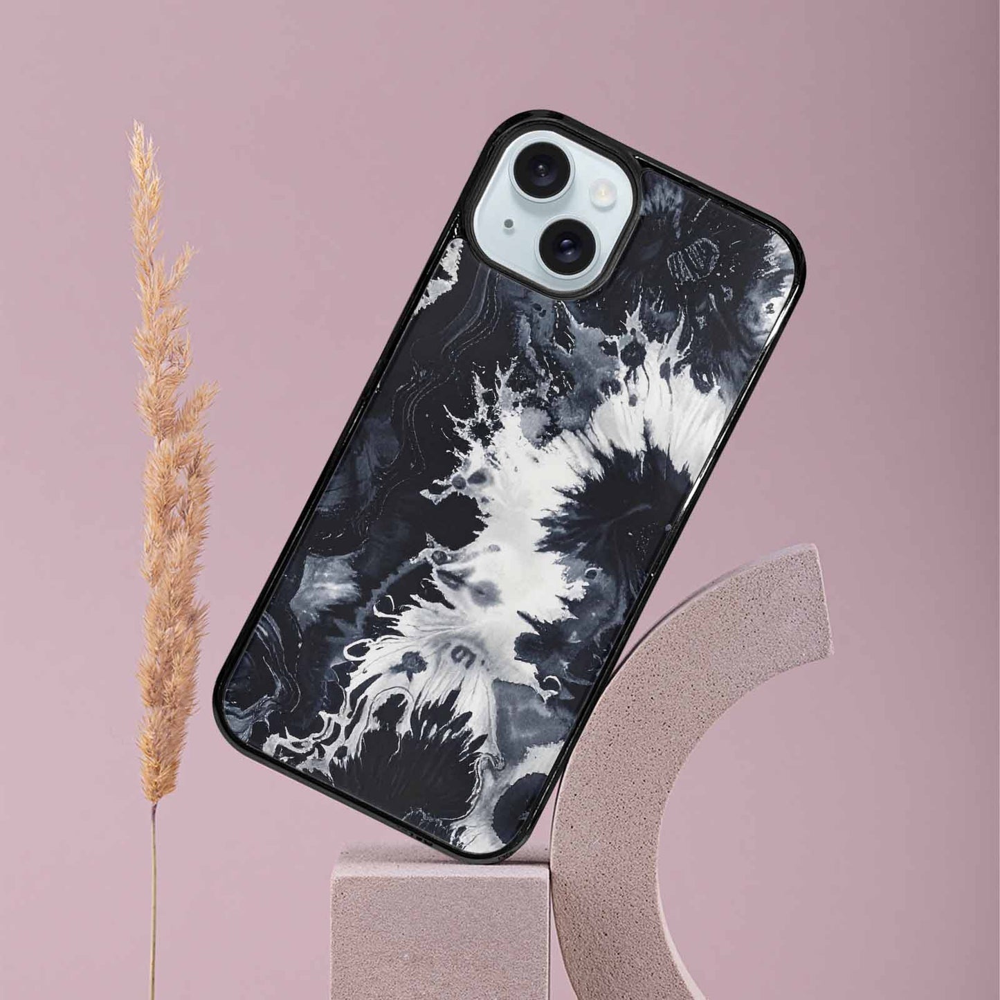 iPhone 15 Plus Case — Black White Animal Print, Custom Designed Case Cover