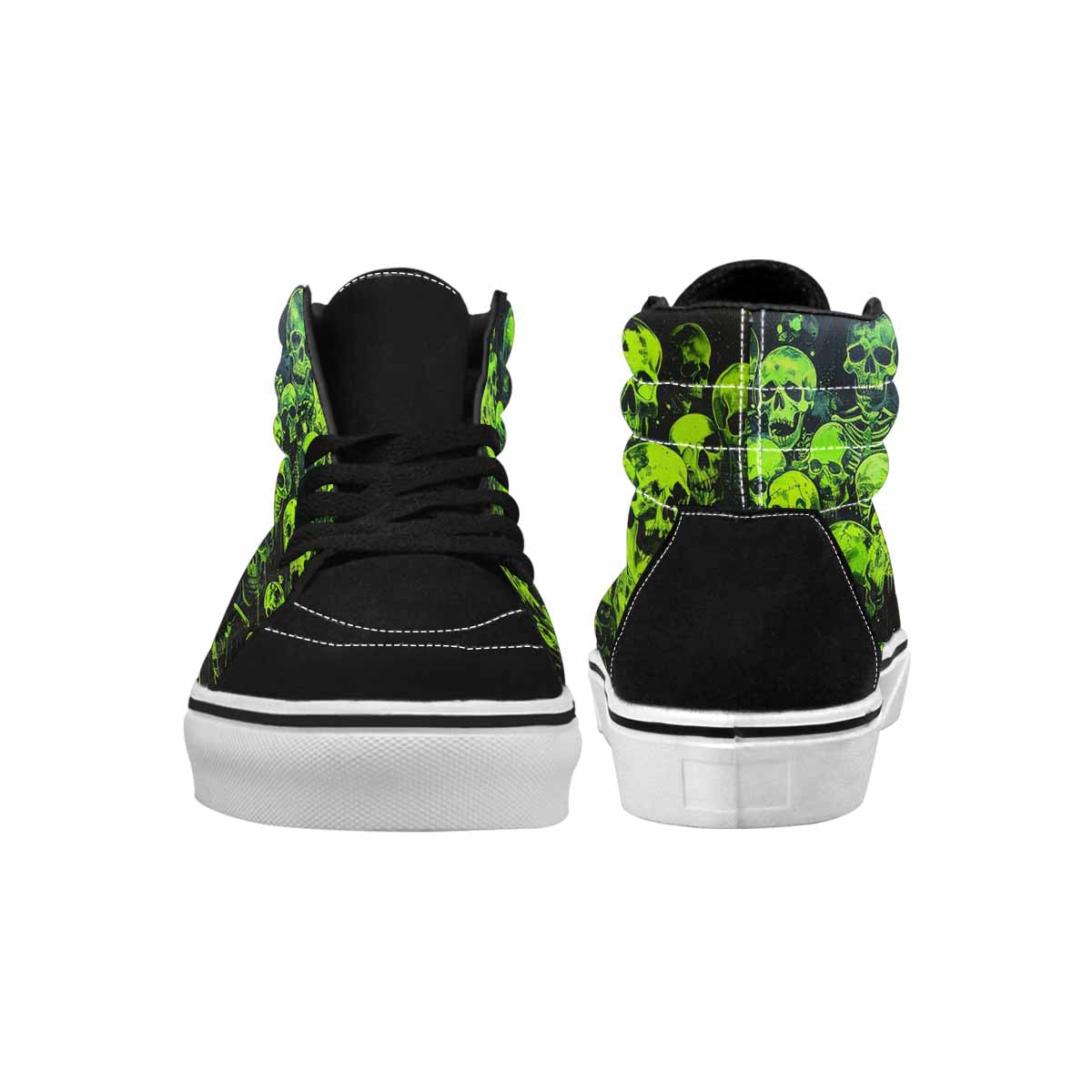 MEN'S Skeletons Neon Green High Top Canvas Kaleidoscope Custom Sneakers