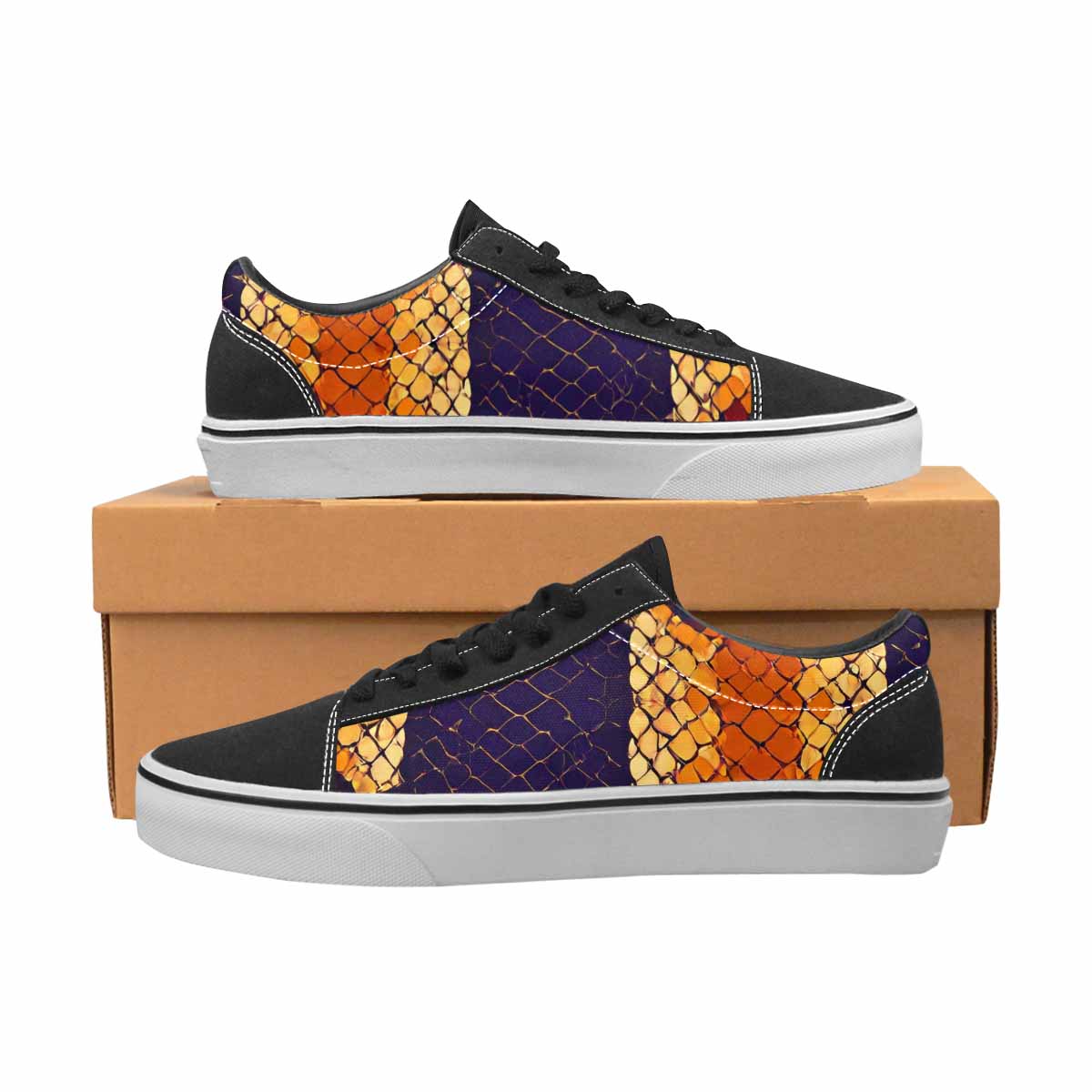 MEN'S Dark Snake Print Canvas Lace-Up Aesthetic Custom Shoes