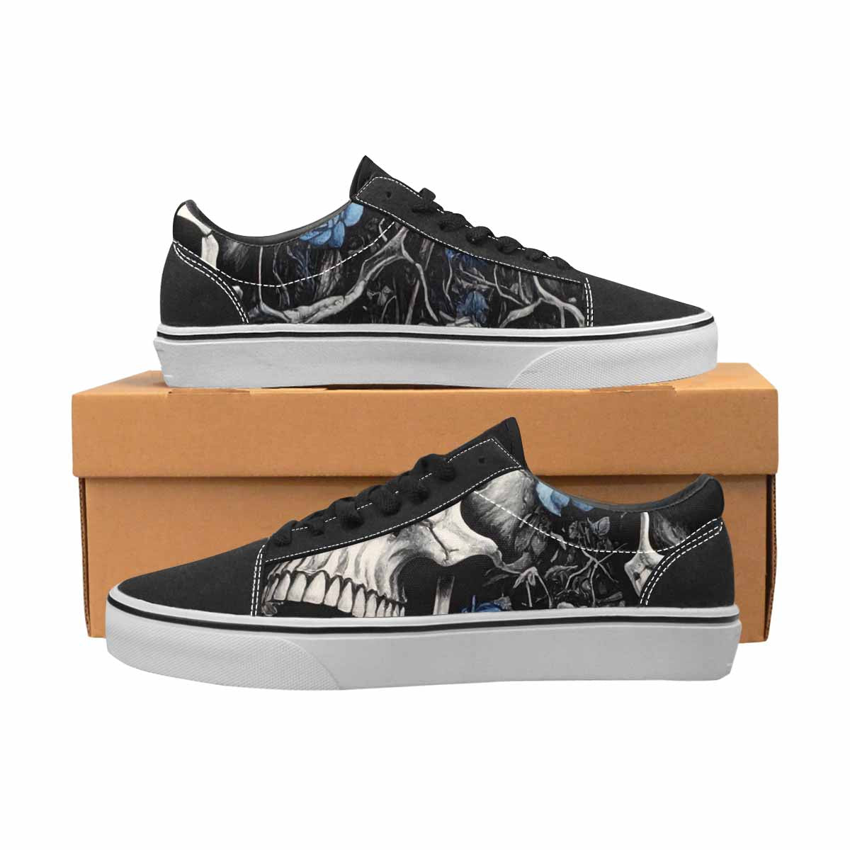 WOMEN'S Skull Roses Lace-Up Canvas Cottagecore Custom Sneakers