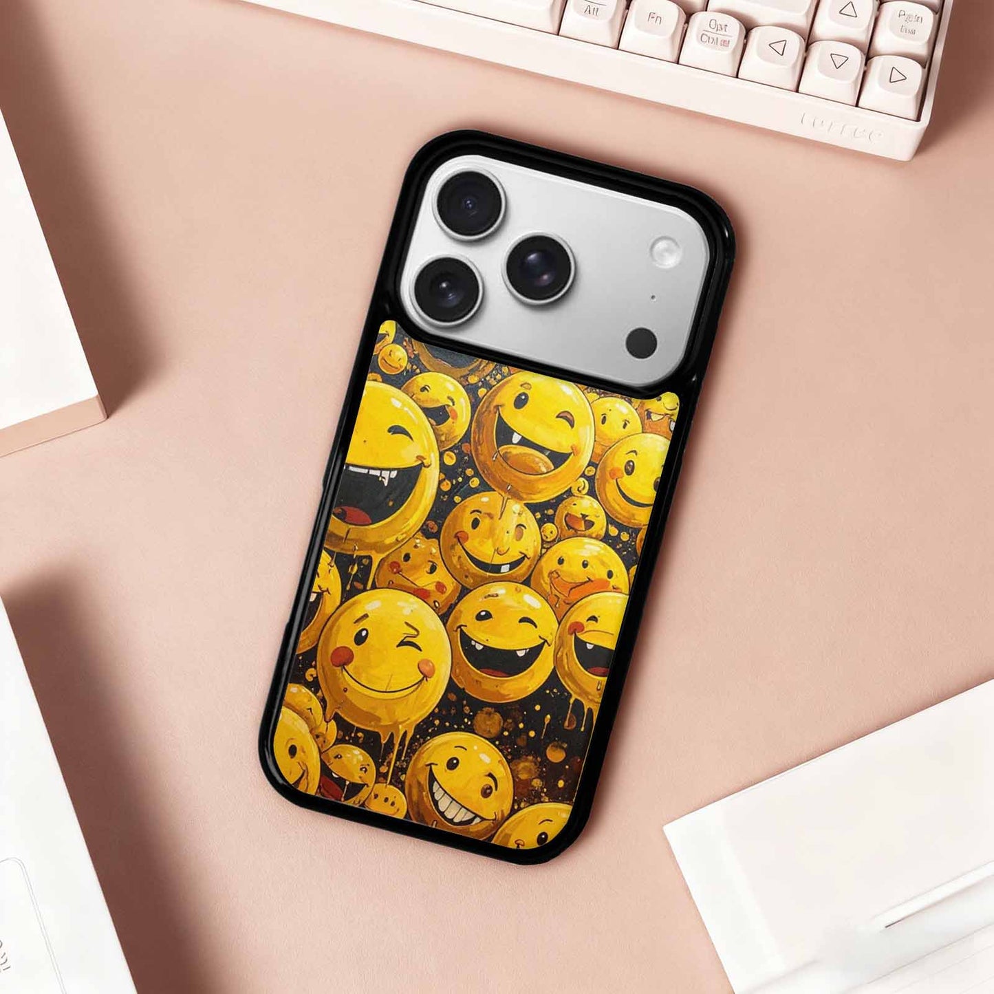 iPhone 17 Pro Case — Melting Moon Smiley Yellow Version Original, Custom Made Phone Cover