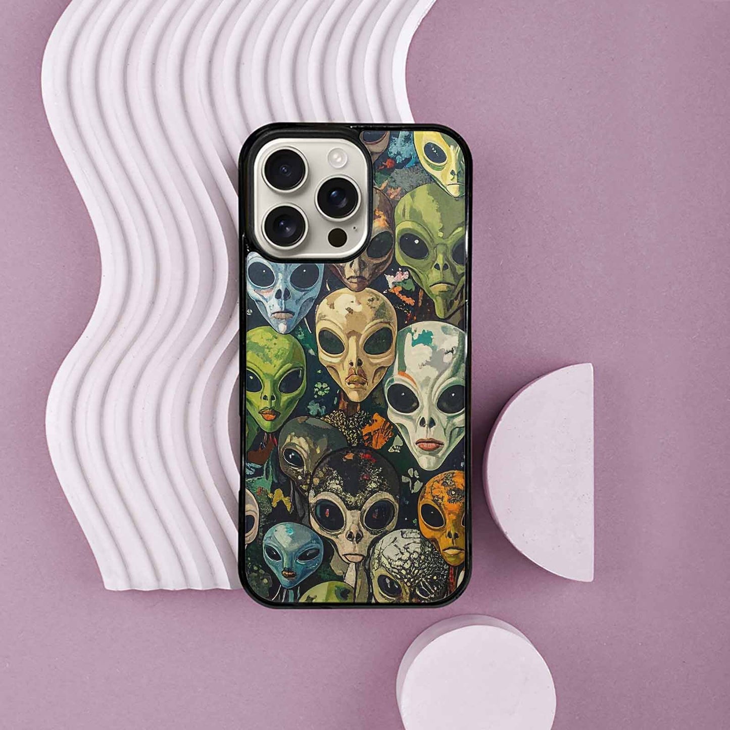 iPhone 16 Pro Max Case — Aliens Camo Aliens Pattern Hundreds Of, Custom Designed Case Cover