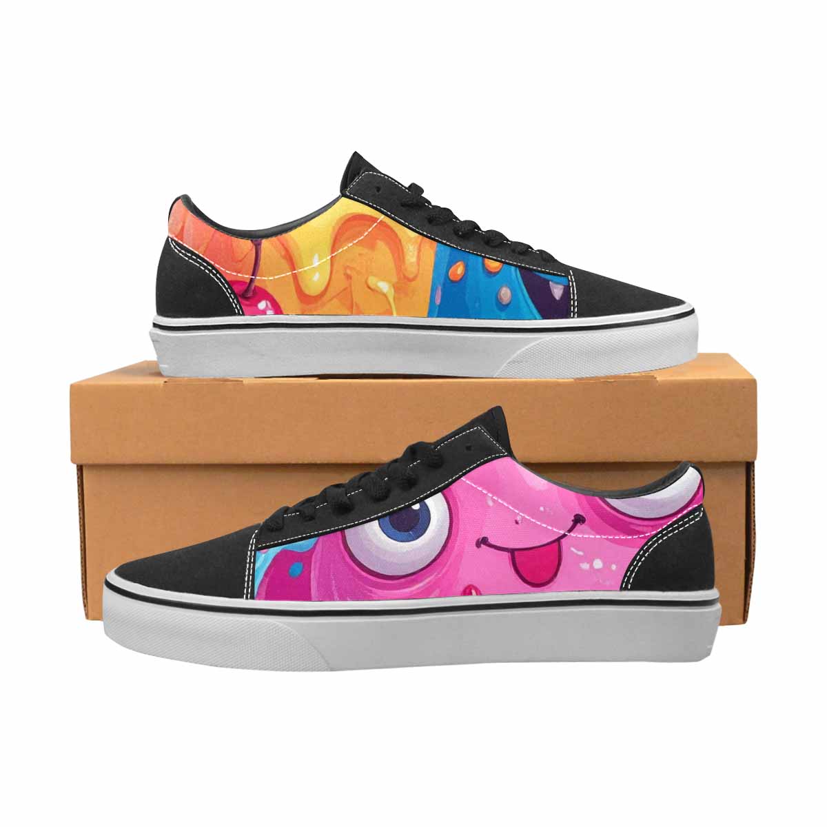 MEN'S Melting Icecream Monster Cherry Canvas Lace-Up Dreamcore Custom Shoes