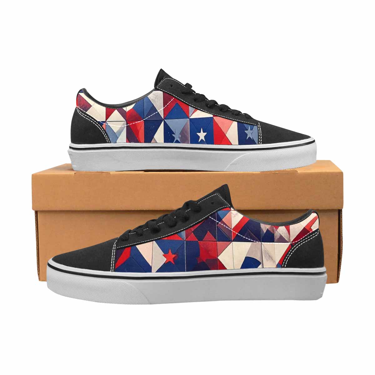WOMEN'S American Flag Stars Canvas Lace-Up Vivid Custom Sneakers