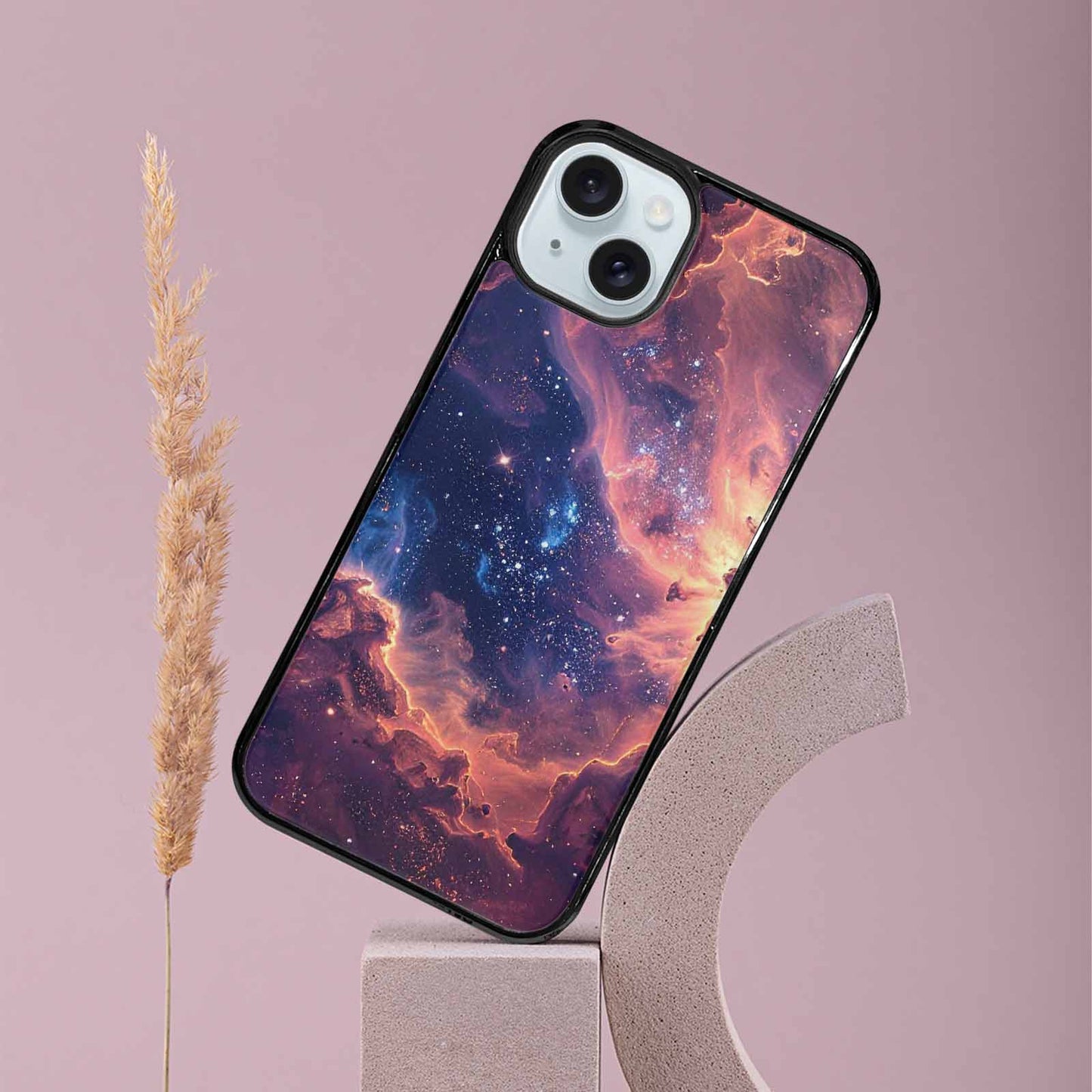 iPhone 15 Plus Case — Nebula Texture With Dense Star Cluster, Custom Print Case Cover