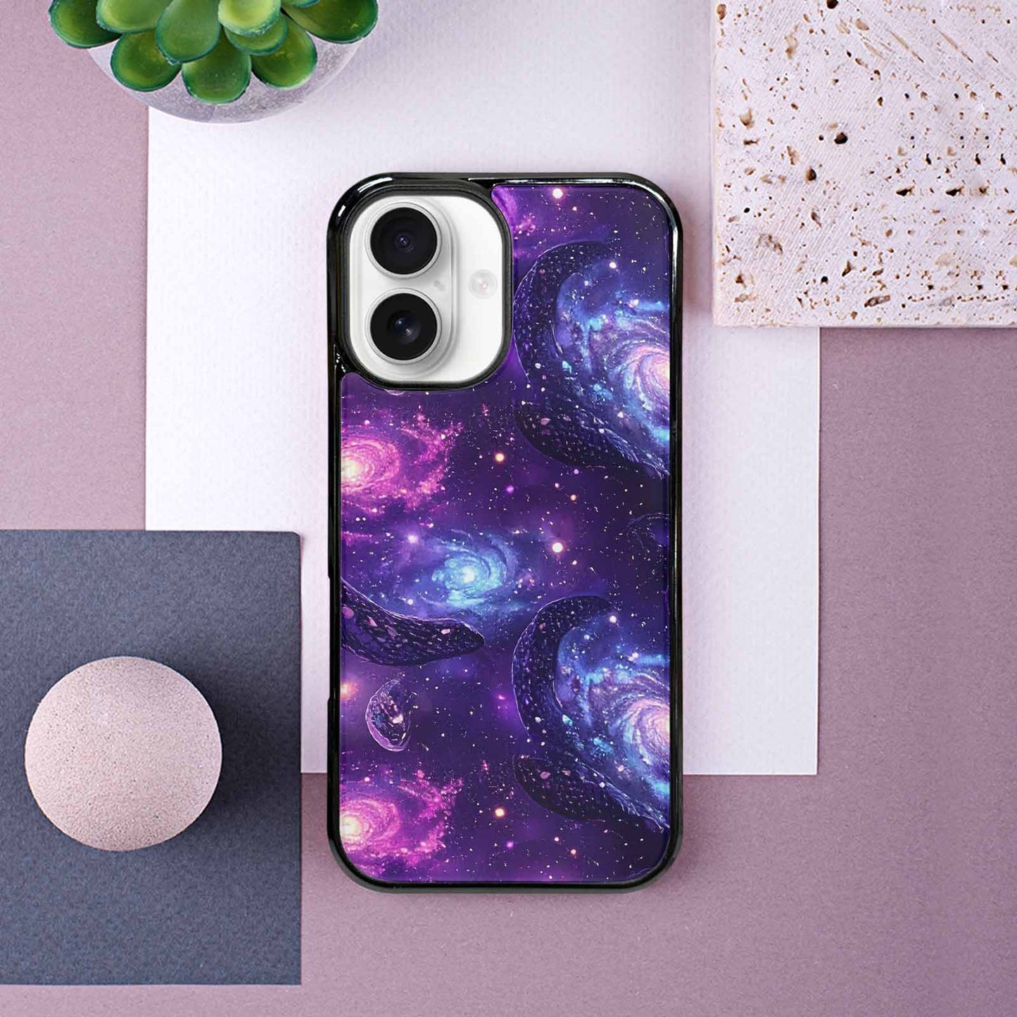 iPhone 16 Case — Galaxy Snake Print Custom, Customized Protective Case